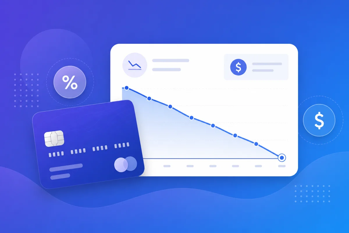Credit card payoff calculator showing months to payoff and interest saved