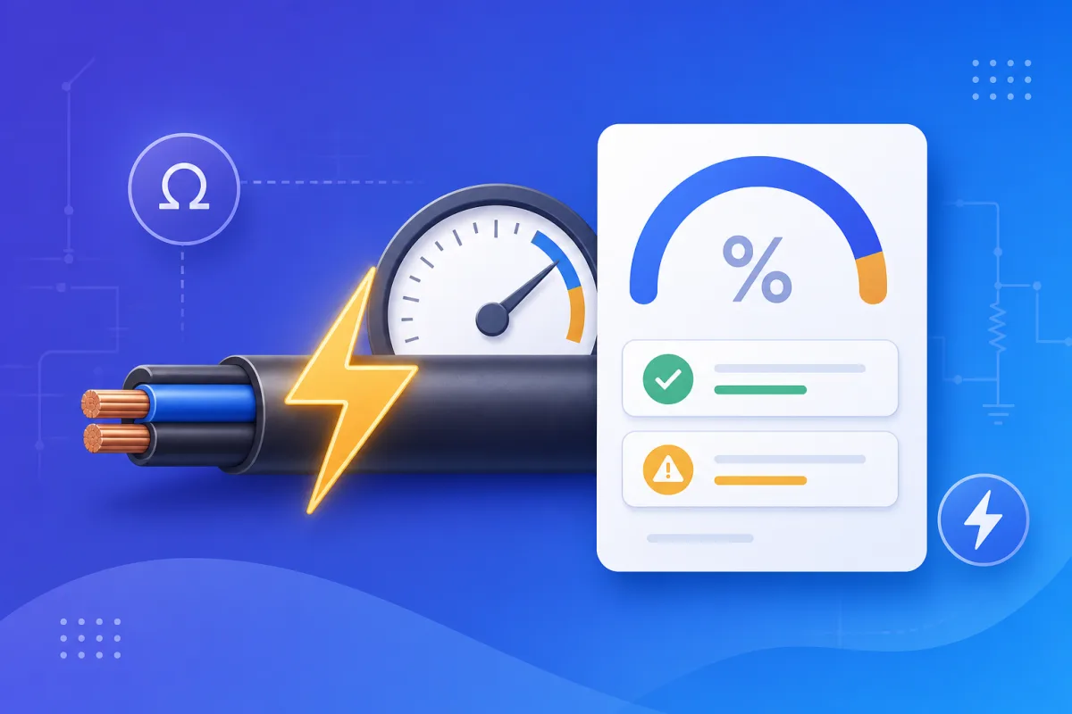 Voltage drop calculator showing percent drop and voltage at the load